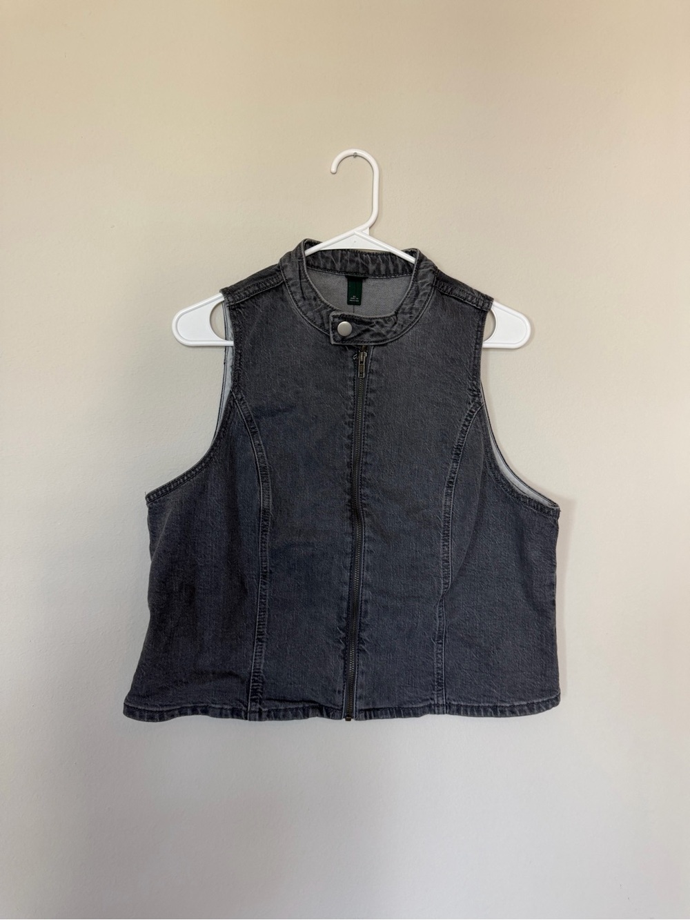NWT wild fable charcoal black sleeveless zip-front denim vest